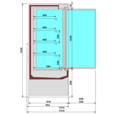 Meuble mural réfrigéré, libre-service, portes battantes - FULL INOX QML20-HX